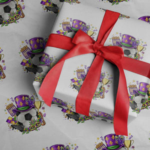 Mardi Gras Soccer Ball Wrapping Paper Roll Funny Soccer Player Gift TS12 White Print Your Wear