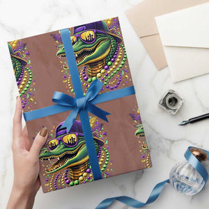 Mardigator Mardi Gras Alligator Carnival Beads Wrapping Paper Roll TS11 Mocha Print Your Wear