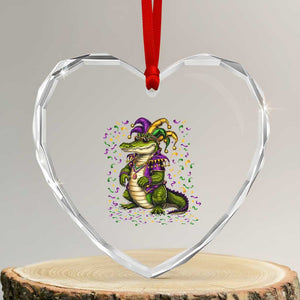 Mardigator Mardi Gras Heart Crystal Glass Ornament Alligator Louisiana New Orleans Party Custume Beads TS10 Transparent Glass 3'' Heart Print Your Wear