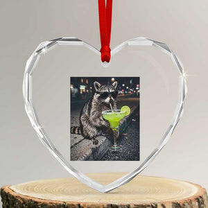 Margarita Cocktail Heart Crystal Glass Ornament Funny Raccoon Mexican Food Meme TS14 Transparent Glass 3'' Heart Print Your Wear