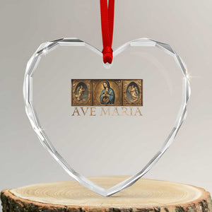 Marian Catholic Ave Maria Heart Crystal Glass Ornament Vintage Aesthetic Blessed Mother Mary Hail TS09 Transparent Glass 3'' Heart Print Your Wear