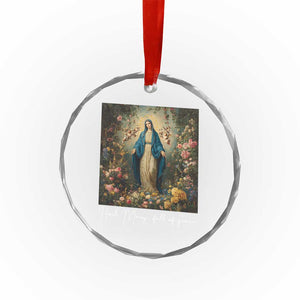 Marian Catholic Crystal Glass Ornament Hail Mary Full Of Grace Blessed Virgin Mary Floral TS10 Print Your Wear
