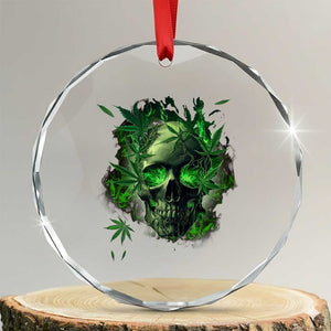 Marijuana Skull Crystal Glass Ornament Smoke Weed Cannabis 420 Pot Leaf TS02 Transparent Glass 3'' Circle Print Your Wear