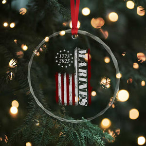 Marine 250th Anniversary Crystal Glass Ornament Retro Patriotic Military Veteran Gift American Flag TS10 Print Your Wear