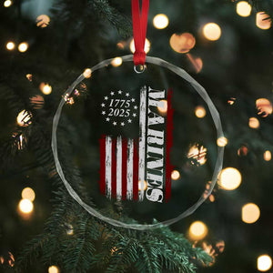 Marine 250th Anniversary Crystal Glass Ornament Retro Patriotic Military Veteran Gift American Flag TS10 Print Your Wear