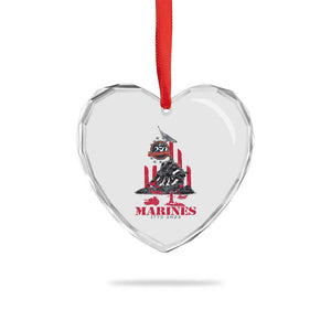 Marine Veteran 250th Anniversary Heart Crystal Glass Ornament Retro Military Corps American Flag TS10 Print Your Wear