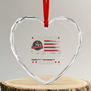 Marine Veteran 250th Anniversary Heart Crystal Glass Ornament Retro Patriotic Military Gift American Flag TS10 Transparent Glass 3'' Heart Print Your Wear