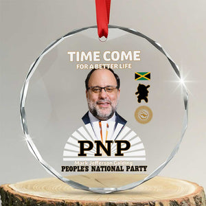 Mark Golding PNP Supporter Crystal Glass Ornament Time Come for a Better Life Jamaica Politics People's National Party TS02 Transparent Glass 3'' Circle Print Your Wear