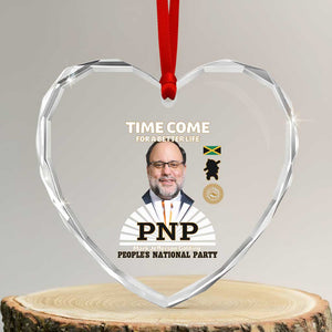 Mark Golding PNP Supporter Heart Crystal Glass Ornament Time Come for a Better Life Jamaica Politics People's National Party TS02 Transparent Glass 3'' Heart Print Your Wear
