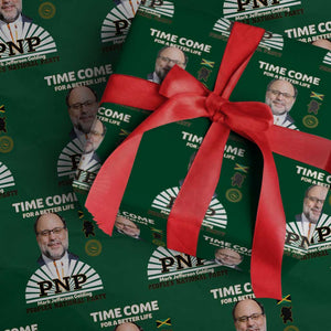 Mark Golding PNP Supporter Wrapping Paper Roll Time Come for a Better Life Jamaica Politics People's National Party TS02 Green Print Your Wear