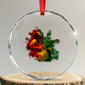 Marley Guitarist Crystal Glass Ornament Smoke Cannabis Leaf 420 Rastafari Rasta Reggae Music TS10 Transparent Glass 3'' Circle Print Your Wear