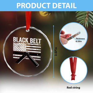 Martial Arts Karate Black Belt Crystal Glass Ornament Retro Vintage American Flag TS10 Print Your Wear