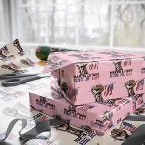 Martin Luther King Jr Wrapping Paper Roll Black History Month TS14 Light Pink Print Your Wear