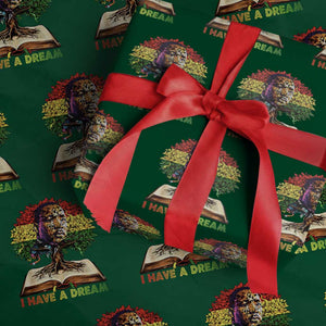 Martin Luther King Jr Wrapping Paper Roll Black History Month Melanin African TS14 Green Print Your Wear