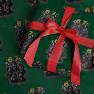 Mason 6 7 Meme Graphic Wrapping Paper Roll Six Seven 67 Meme Horror Edit Bootleg TS02 Green Print Your Wear