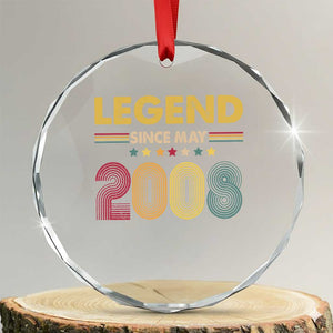 May 18th Birthday Crystal Glass Ornament Legends Since May 2008 Retro Bday TS11 Transparent Glass 3'' Circle Print Your Wear