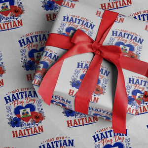 May 18th Haitian Flag Day Floral Hibiscus Wrapping Paper Roll Proud To Be Haitian Heritage Pride TS02 White Print Your Wear