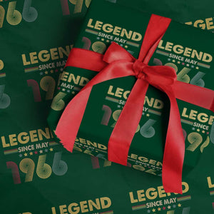 May 60th Birthday Wrapping Paper Roll Legends Since May 1966 Retro Bday TS11 Green Print Your Wear