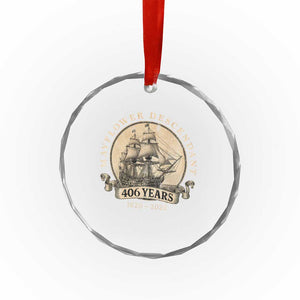 Mayflower Descendant Crystal Glass Ornament 406 Years Pilgrim Fathers Thanksgiving History