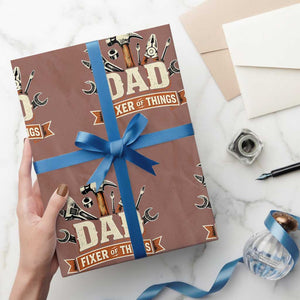 Mechanic Dad Fixer Of All Things Wrapping Paper Roll Funny Auto Repair Fathers Day TS12 Mocha Print Your Wear