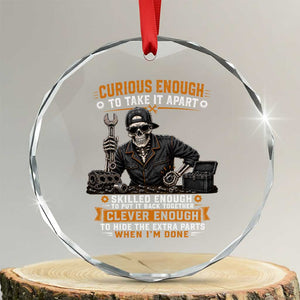 Mechanic Skeleton Crystal Glass Ornament Curious Enough to Take It Apart Car Auto Repair Garage