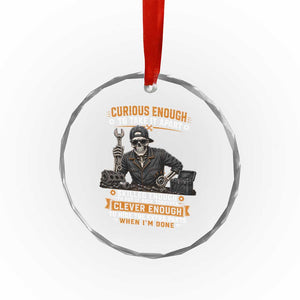 Mechanic Skeleton Crystal Glass Ornament Curious Enough to Take It Apart Car Auto Repair Garage