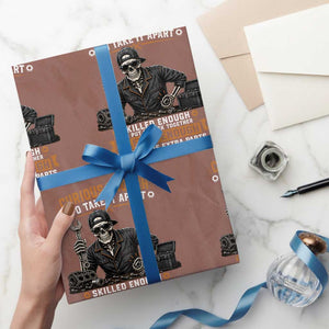 Mechanic Skeleton Wrapping Paper Roll Curious Enough to Take It Apart Car Auto Repair Garage