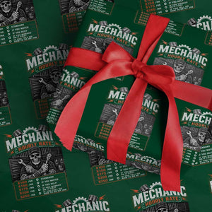 Mechanic Skeleton Wrapping Paper Roll Funny Hourly Rate Auto Car Garage Labor Rates