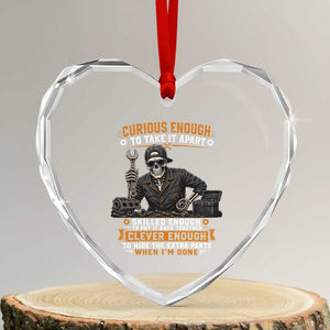 Mechanic Skeleton Heart Crystal Glass Ornament Curious Enough to Take It Apart Car Auto Repair Garage
