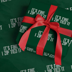 Mechanics Car Guy Wrapping Paper Roll Funny It Is Fine I Zip Tied It TS11 Green Print Your Wear