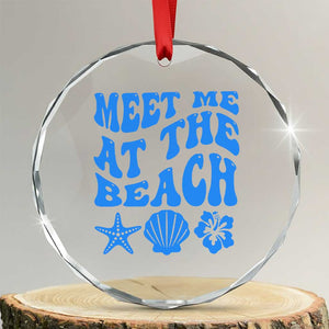 Meet Me At The Beach Crystal Glass Ornament Tropical Summer Vacation Graphic