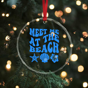 Meet Me At The Beach Crystal Glass Ornament Tropical Summer Vacation Graphic