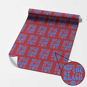 Meet Me At The Beach Wrapping Paper Roll Tropical Summer Vacation Graphic