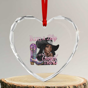 Melanin Cowgirl Heart Crystal Glass Ornament Boots & Bling its a Cowgirl Thing Black Cowgirl Melanin TS02 Transparent Glass 3'' Heart Print Your Wear