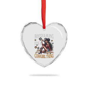 Melanin Cowgirl Heart Crystal Glass Ornament Boots & Bling It's A Cowgirl Thing Black History TS02 Print Your Wear