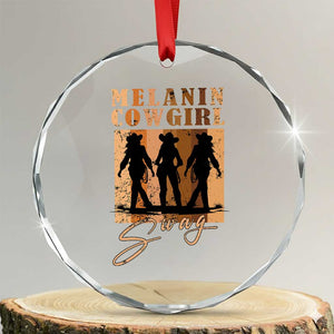 Melanin Cowgirl Swag Crystal Glass Ornament African American Cowgirls Black History Pride Retro TS02 Transparent Glass 3'' Circle Print Your Wear