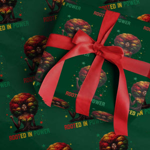 Melanin Queen Rooted In Power Wrapping Paper Roll African American Afro Tree Of Life TS12 Green Print Your Wear