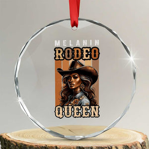 Melanin Rodeo Queen Crystal Glass Ornament African American Melanin Black Cowgirl TS11 Transparent Glass 3'' Circle Print Your Wear