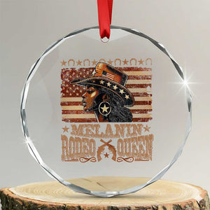 Melanin Rodeo Queen Crystal Glass Ornament Black Cowgirl Vintage American Flag TS11 Transparent Glass 3'' Circle Print Your Wear