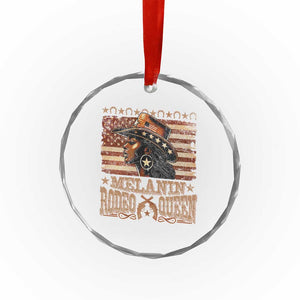 Melanin Rodeo Queen Crystal Glass Ornament Black Cowgirl Vintage American Flag TS11 Print Your Wear