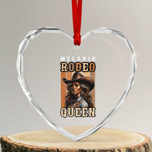 Melanin Rodeo Queen Heart Crystal Glass Ornament African American Melanin Black Cowgirl TS11 Transparent Glass 3'' Heart Print Your Wear