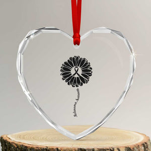 Melanoma Awareness Black Ribbon Flower Heart Crystal Glass Ornament Skin Cancer Fighter Gift TS12 Transparent Glass 3'' Heart Print Your Wear