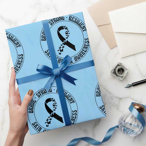 Melanoma Awareness Wrapping Paper Roll Brave Strong Resilient Warrior TS12 Light Blue Print Your Wear