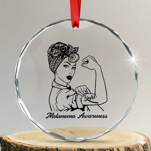 Melanoma Awareness Strong Woman Crystal Glass Ornament Feminist Warrior TS12 Transparent Glass 3'' Circle Print Your Wear