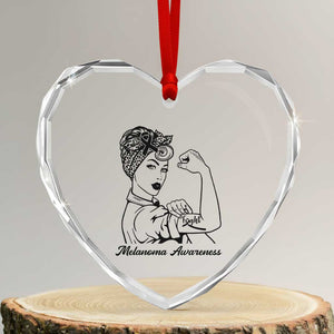 Melanoma Awareness Strong Woman Heart Crystal Glass Ornament Feminist Warrior TS12 Transparent Glass 3'' Heart Print Your Wear