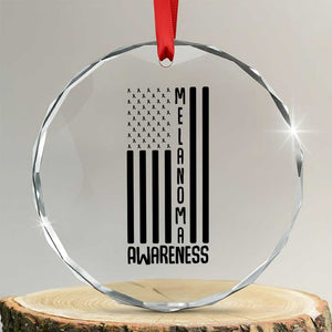 Melanoma Awareness USA Flag Crystal Glass Ornament Patriotic Cancer Warrior TS12 Transparent Glass 3'' Circle Print Your Wear