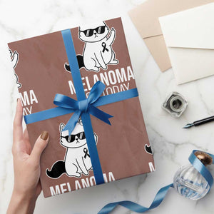Melanoma Fighter Cat Wrapping Paper Roll Not Today Skin Cancer Awareness TS12 Mocha Print Your Wear