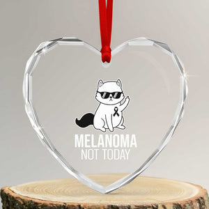 Melanoma Fighter Cat Heart Crystal Glass Ornament Not Today Skin Cancer Awareness TS12 Transparent Glass 3'' Heart Print Your Wear