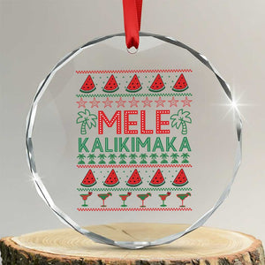 Mele Kalikimaka Crystal Glass Ornament Hawaiian Ugly Christmas Sweater TS12 Transparent Glass 3'' Circle Print Your Wear