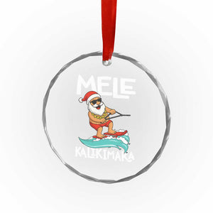Mele Kalikimaka Crystal Glass Ornament Santa Water Skiing Summer Beach Hawaiian Christmas In July TS10 Print Your Wear